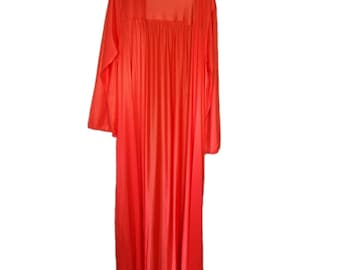 Vintage Rutledge Red Peignoir Nylon Maxi Nightgown Bell Sleeve Robe Sz Large USA