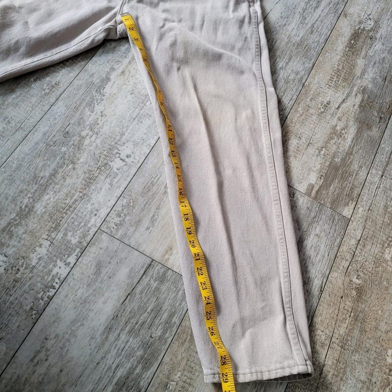 Vintage Wrangler Rugged Wear-denimjeans 36 x 30 gemaakt in de VS Khaki Tan Stone afbeelding 9