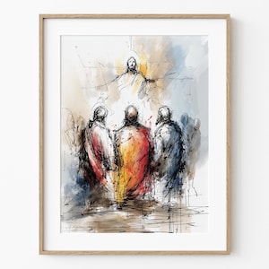 La Transfiguración de Jesús, Historia Bíblica del Monte Tabor, Los Apóstoles Testimonian Su Gloria, Decoración Mural Cristiana Sagrada (Descarga Digital)