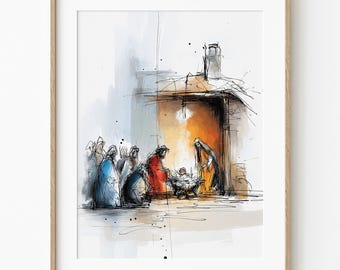 キリスト降誕のアートプリント：幼子イエス、キリスト教のクリスマス