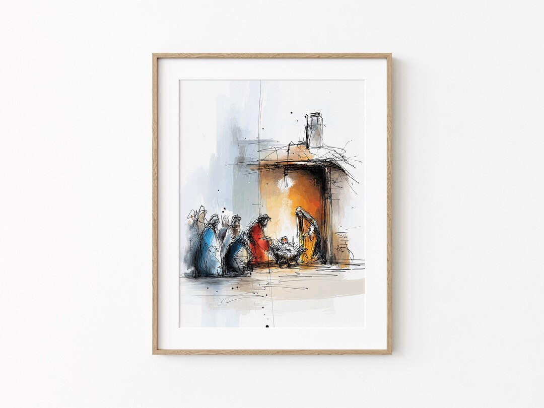 Nativity Scene Scripture Birth of Jesus Christian Wall Art, Nativity Scene Scripture Print ...