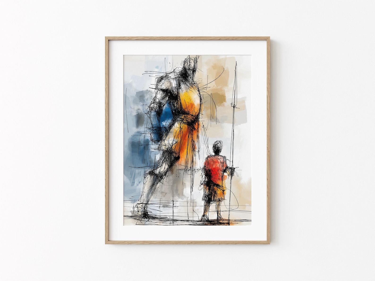 Bible Verse Wall Art, David and Goliath Digital Download, Christian Scripture Art, Religious Inspirational Print, Faith-Based Wall Decor