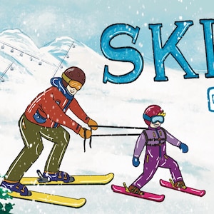 Kinderbuch, Bilderbuch, Ski fahren mit Papa