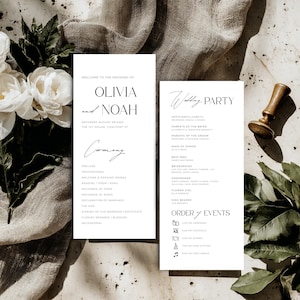 Minimalist Wedding Program Template | Order of Service (Digital Download)