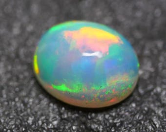 Piedra cabujón de ópalo etíope natural, ópalo Welo, ópalo de fuego, fabricación de joyas de 8 × 10 mm (1,70 cts).