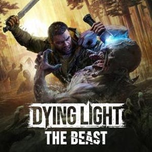 Puede incluir: Ilustración digital para el videojuego "Dying Light: The Beast". Un hombre con un machete y una linterna lucha contra un zombi. El título del juego está en letras blancas en la parte inferior.
