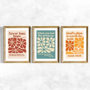 Christian Wall Art Set of 3, Bible Verse Prints, Scripture Digital Download, Inspirational Christian Home Decor, Religious Printable Posters