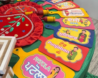 Feestfotorekwisieten Punjabi, Bruiloft, Sangeet, Mehndi, Dholki, Jago