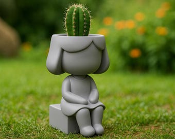 3D Printed Girl Planter: Succulent Pot STL File (Digital Download)