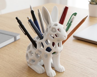 Voronoi Rabbit Pen Holder & Home Decor – 3D Printable STL File