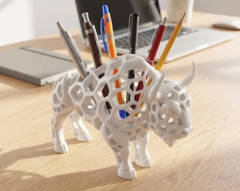 Voronoi Bison Pen Holder & Home Decor – 3D Printable STL File