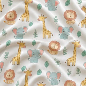 Pastel Safari Seamless Pattern Digital Paper, Cute Nursery Animal Pattern, Seamless Tile for Fabric, Commercial Use PNG 300 DPI