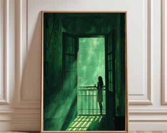 Affiche japonaise de café, art mural rétro pastel style anime pour balcon, affiche vintage Ghibli nature été, décoration murale esthétique lo-fi nostalgique