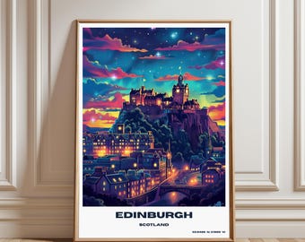 Edinburgh Scotland Travel Print Edinburgh Wall Art Edinburgh Home Decor Scotland Illustration Edinburgh Poster Edinburgh castle- UK poster