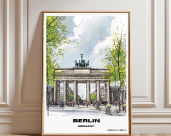 Berlin Watercolour Poster - Berlin Germany Travel Print Wall Art Berlin Home Decor Berlin Gift Art Lovers Germany Art Berlin Cityscape