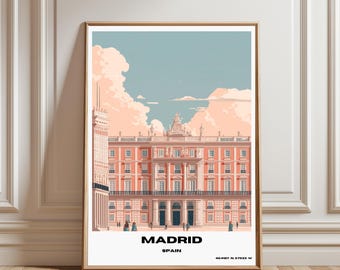 Póster de viaje a Madrid, España, decoración del hogar, regalo para amantes del arte de Madrid, regalo para amantes del arte de España, decoración de pared de Madrid, lámina de Madrid, España, viaje a España