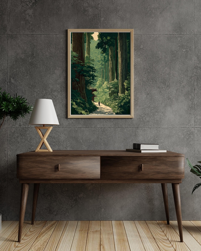 Vintage Japanese Forest Poster, Woodblock Art, Inspired by Road to ...