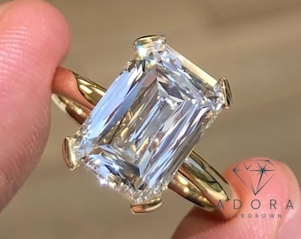 Criss Cut Lab Grown Wedding Ring/ Colorless Lab Grown Solitaire Ring/ Labgrown Tulip Prong Set Engagement Ring/ Anniversary Ring For Gift