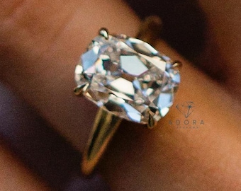 3.00Ct IGI Certified Old Mine Cushion Cut Lab Grown Engagement Ring, Solitaire Antique Cut Diamond Ring,14K Gold Prongs Set Engagement Ring