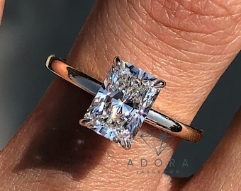 Lab Grown Diamond Ring , 2 CT Radiant Cut Lab Diamond Engagement Ring , Radiant Cut , Lab Created Diamond Ring IGI Certified , Lab Diamond