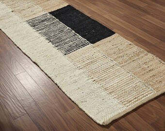 Handwoven Hemp Jute Runner | Natural Fiber Boho Farmhouse Entryway Carpet