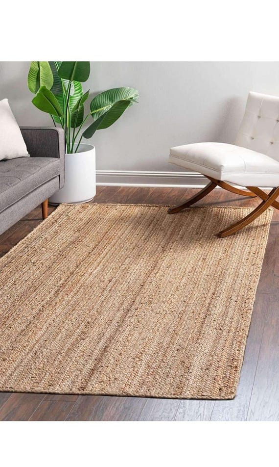 Hand Braided Jute Area Rug: Scalloped Boho Rug