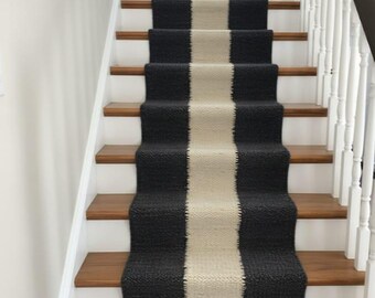Handwoven Hemp Jute Stair Runner - Braided Boho Rug