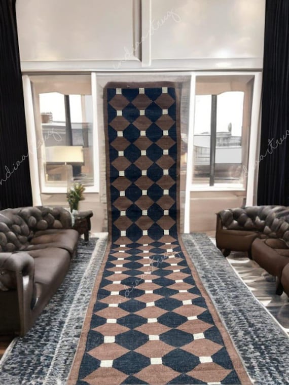 Handwoven Kilim Runner: Wool Jute Rug, Traditional Stair Decor