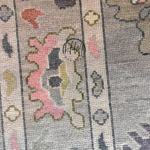 Gray Oushak Rug 8x10 | Handmade Wool Turkish Area Rug with Multicolor Accents | Boho Farmhouse Carpet | Living Room & Bedroom Decor