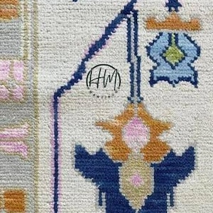 Boho Oushak Rug | Vintage Handmade Turkish Wool Carpet | Large Oriental Rug | Farmhouse Antique Style Decor | Living Room Area Rug