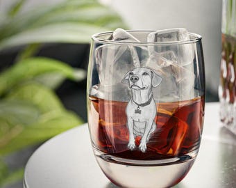 Personalized Pet Whiskey Glass - Custom Engraved Style Glass for Pet Lovers, Dog Mom & Dad Barware Gift, Pet Lover Drinkware Idea