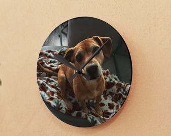 Personalized Acrylic Wall Clock - Custom Photo Clock - Modern Home Decor Gift - Pet, Couple, or Family Picture Wall Clock - Round or Square