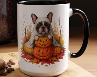 French Bulldog Ghost Mug: Halloween Coffee Cup, Dog Lover Gift