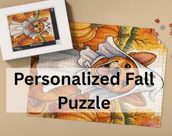 Custom Dog Photo Puzzle: Fall Halloween Gift for Pet Lovers