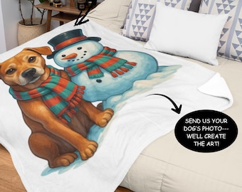 Personalized Sherpa Fleece Blanket with Your Dog's Photo | Custom Cozy Winter Throw | Life With Harper Winter Gift for Dog Lovers