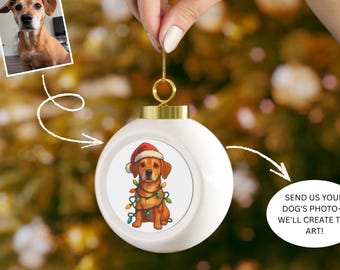 Personalized Dog Christmas Ornament With Your Dog's Photo - Custom Pet Holiday Bauble - Winter Dog Design - Cute Gift for Dog Parents