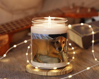 Personalized Pet Photo Candle - Custom Scented Soy Candle Gift for Dog Lovers, Pet Parent Present, Dog Mom & Dad Home Decor Candle
