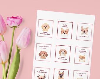 Kids Dog Valentines Day Cards Printable | Puppy Valentine Cards | Classroom Valentines | Dog Valentines | Instant Download