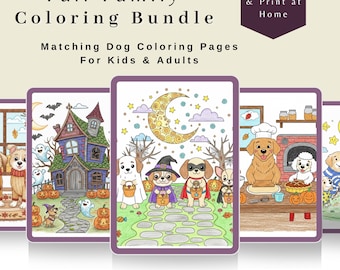 Fall Dog Coloring Pages: Family Halloween & Thanksgiving (Printable PDF)