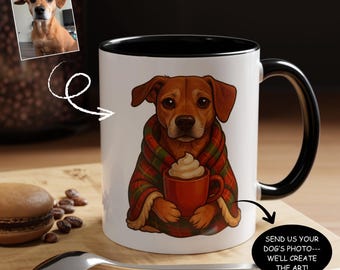 Personalized Mug with Your Dog's Photo | Custom Winter Gift for Dog Moms & Dads | Cozy Holiday Pet Lover Gift