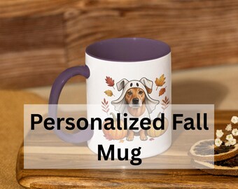 Personalized Dog Photo Mug: Halloween Fall Pet Lover Gift