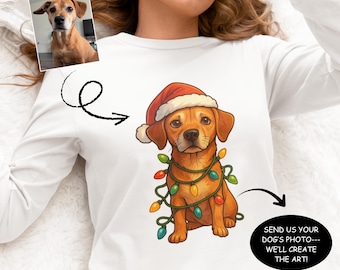 Personalized Dog Long Sleeve Shirt - Custom Winter Pet Tee - Christmas Gift for Dog Moms & Dads - Cozy Holiday Pet Lover Top