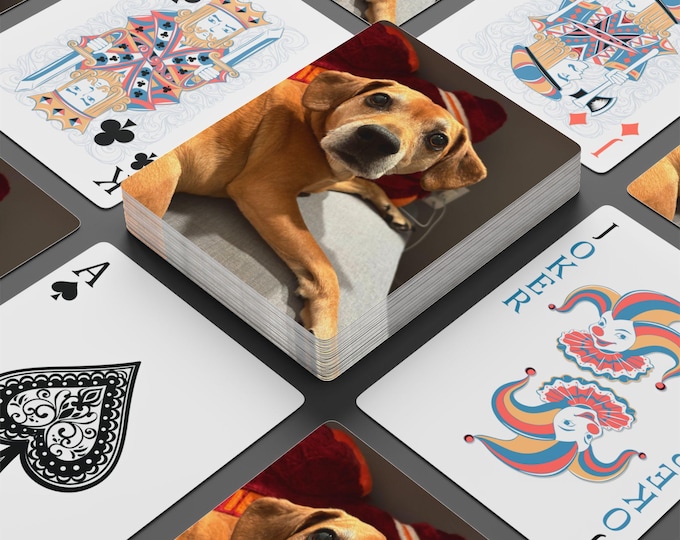 Featured listing image: Custom Dog Photo Playing Cards - Personalized Pet Poker Deck - Fun Gift for Dog Lovers, Families & Game Nights