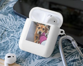 Personalized Dog AirPods Case Cover - Custom Pet Photo Case with Carabiner Hook - Dog Lover Gift - Fits AirPods & AirPods Pro