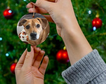 Personalized Pet Photo Ornament - Custom Ceramic Dog Christmas Decoration - Pet Lover Gift Idea - 4 Shapes Ornament Pets Gift