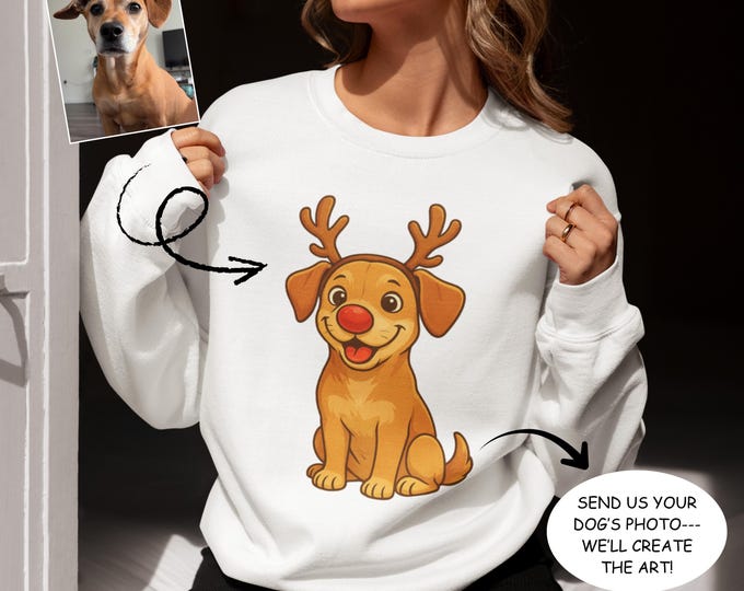 Featured listing image: Personalized Dog Sweatshirt | Custom Winter Pet Crewneck - Christmas Gift for Dog Moms & Dads, Cozy Holiday Pet Lover Gift