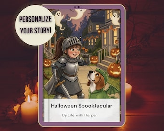 Personalized Halloween Storybook: Child & Dog Trick-or-Treat Adventure (Digital)