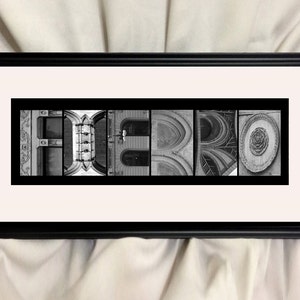 Tu nombre o palabras en arquitectura ENMARCADO 10 "x 20" impresión artística personalizada foto letras, alfabeto