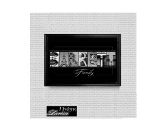 your name or words in architecture FRAMED 11&quot; x 17&quot; personalized art print, photo letters, alphabet