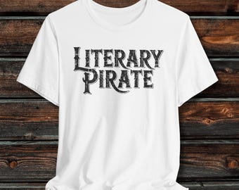 UK Literary Pirate, Distressed Unisex Tee | Bookish T-Shirt, Piratecore, Nautical, Reader Gift